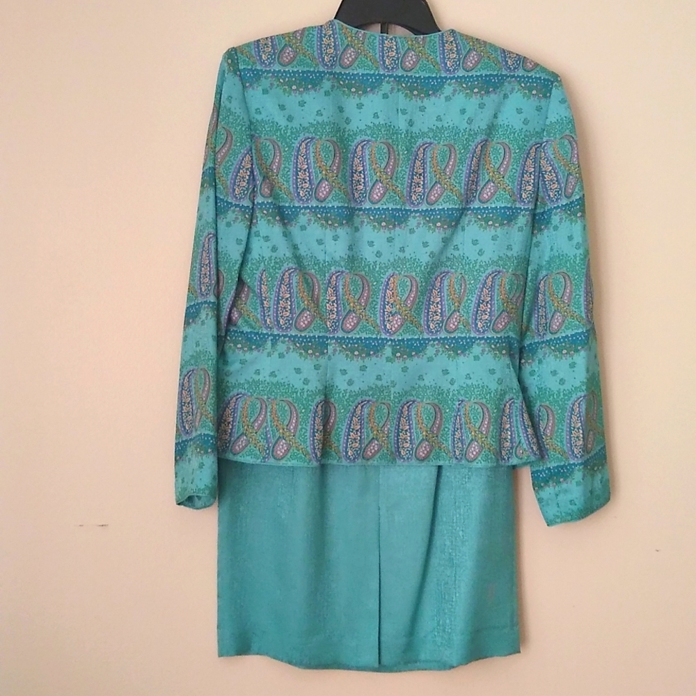 ADRIANNA PAPELL| Women 100% Silk | A-line Full| 8| Paisley| Skirt Sets | - Picture 13 of 15